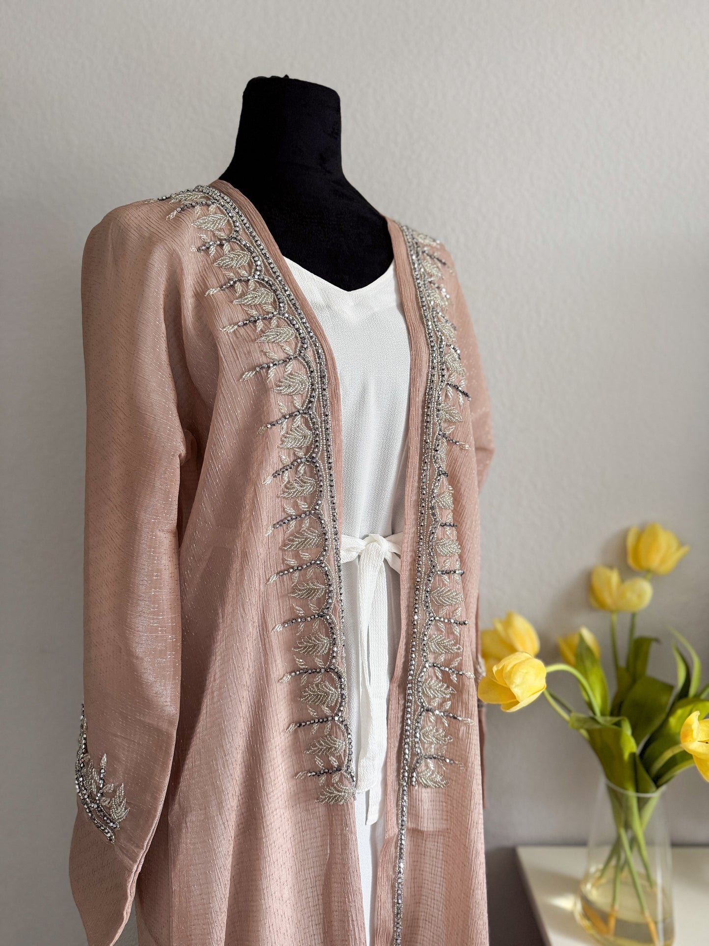 Open Front Abaya with Stone Work – Grace in Every Step