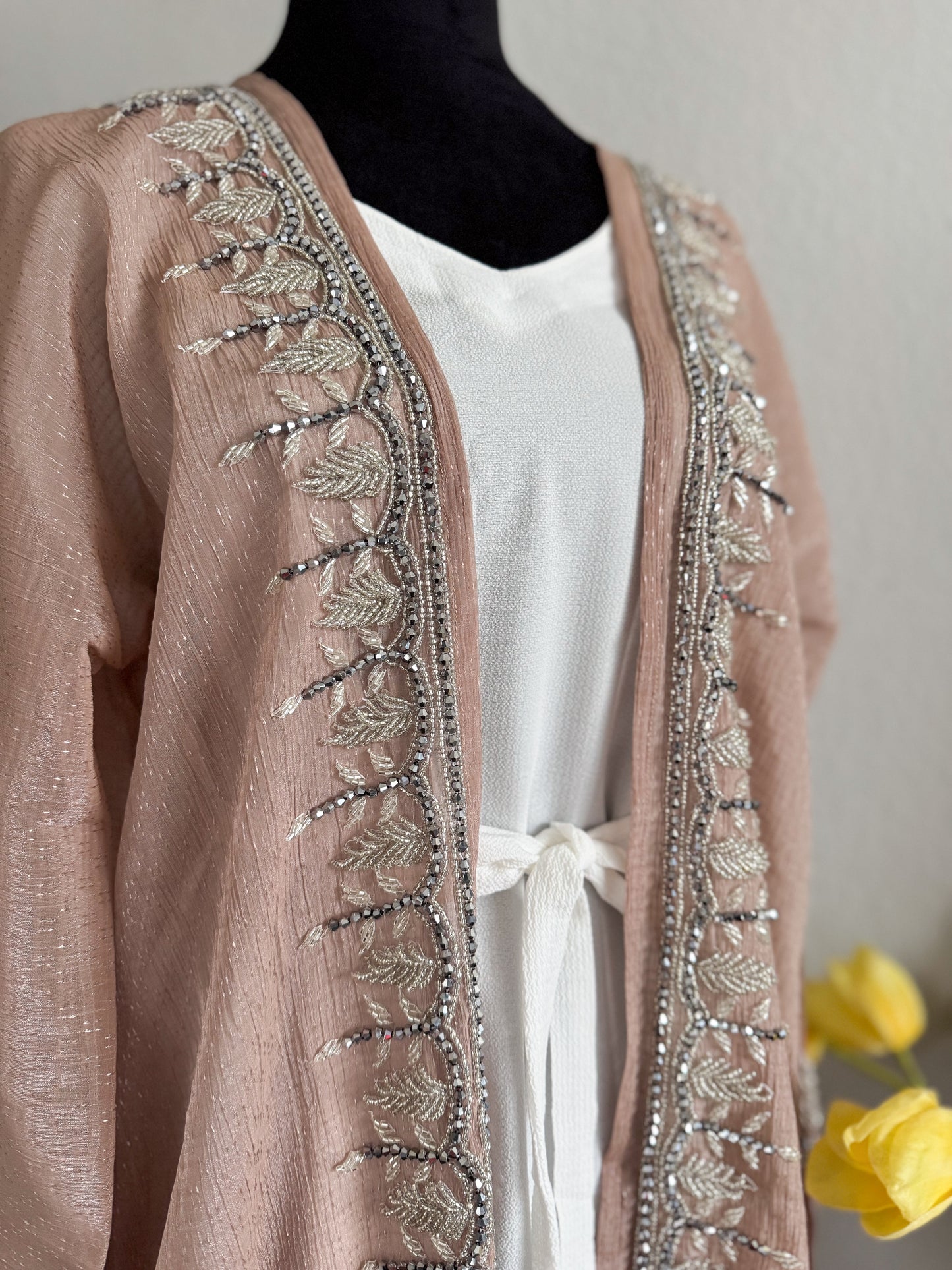 Open Front Abaya with Stone Work – Grace in Every Step