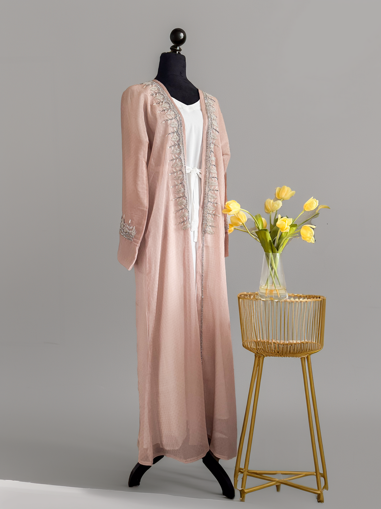 Open Front Abaya with Stone Work – Grace in Every Step