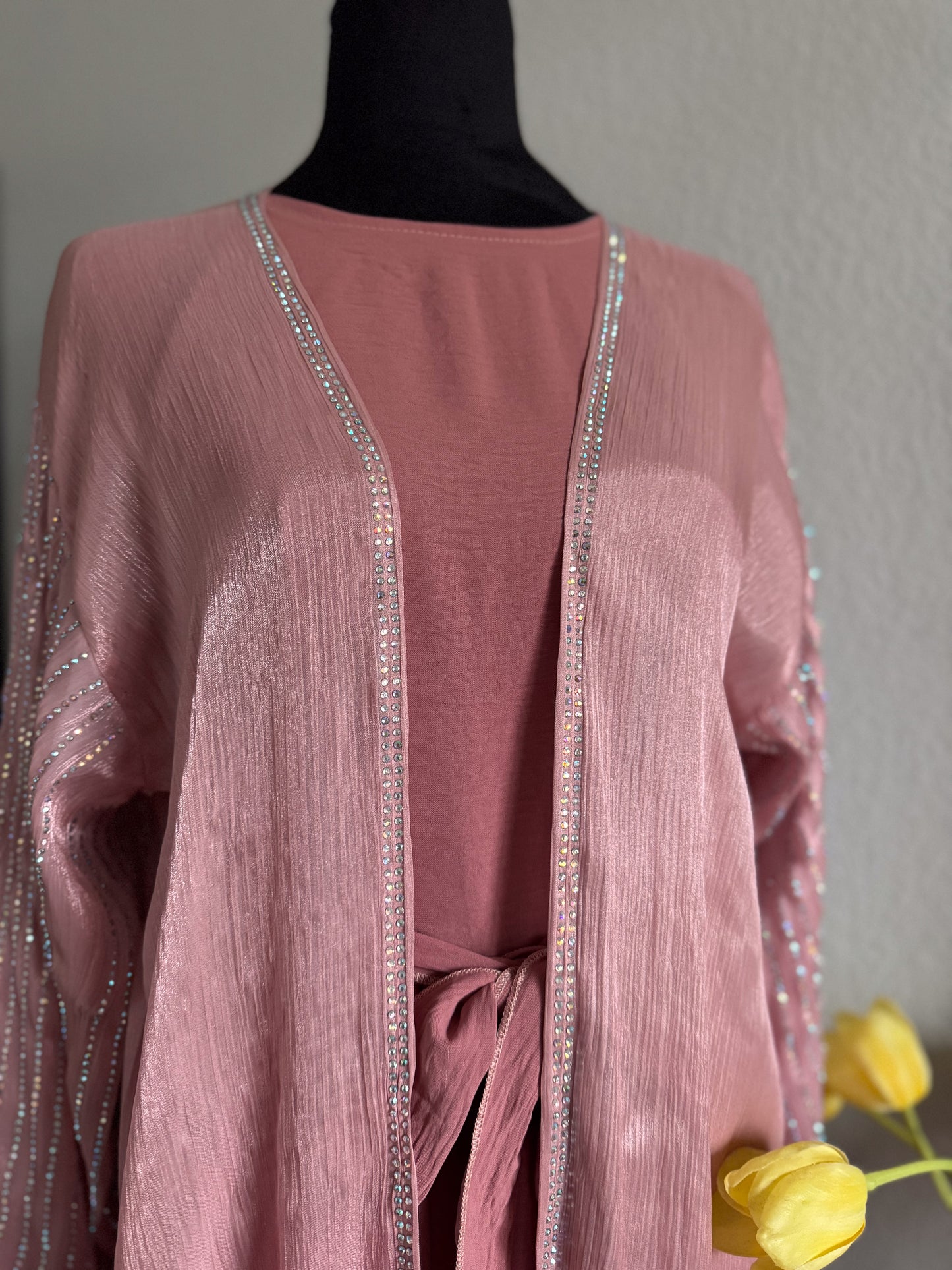 Open Front Abaya with Stone Embellished Arms: The Radiant Majesty