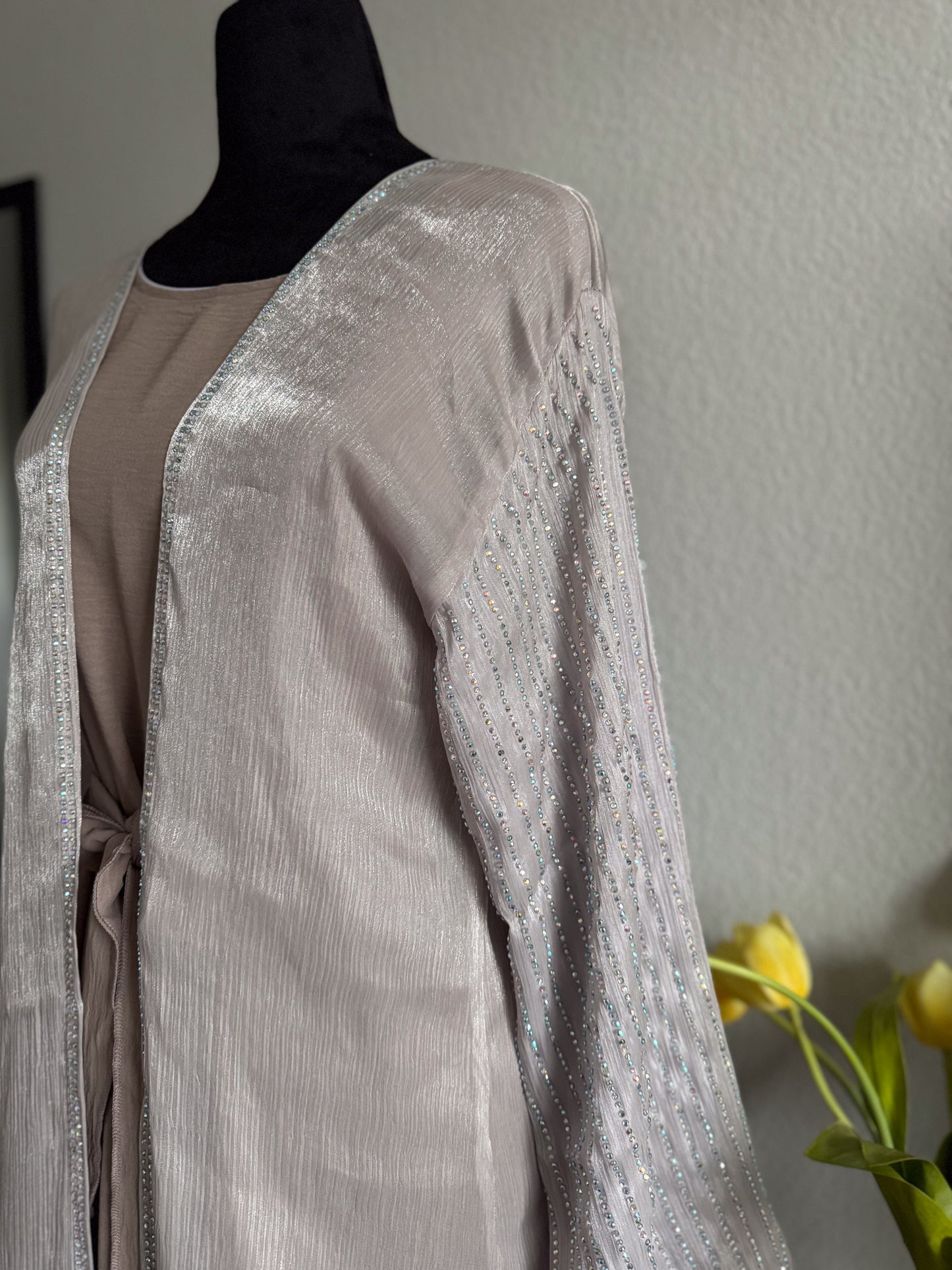 Open Front Abaya with Stone Embellished Arms: The Radiant Majesty