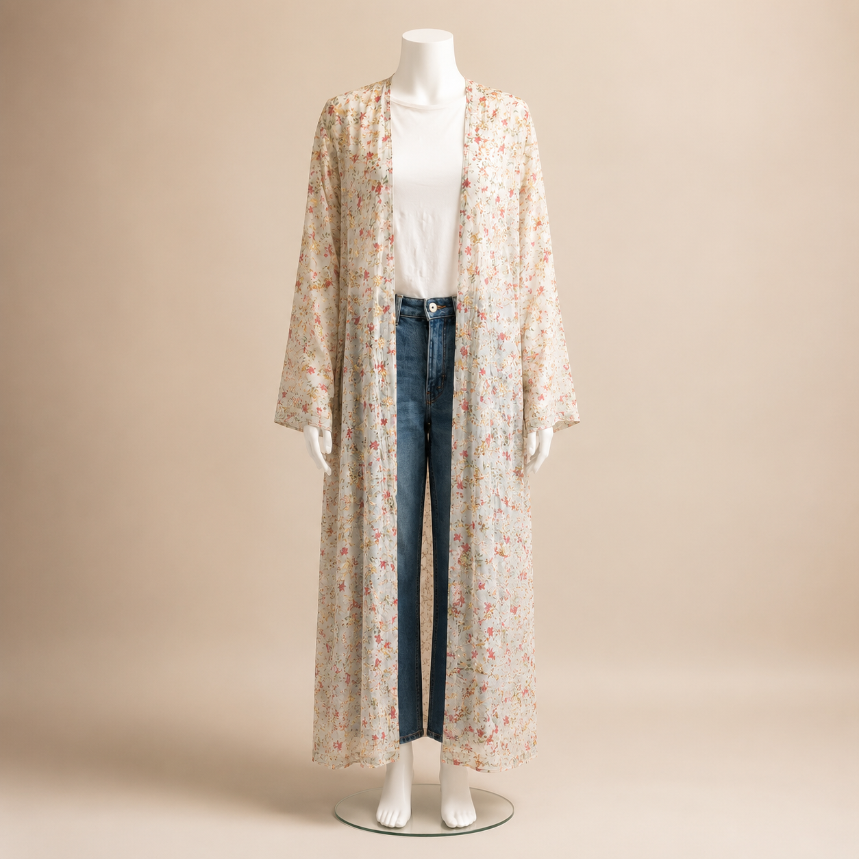 Floral Embroidered Chiffon Open Abaya (outer layer only)