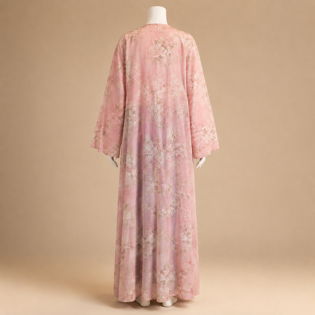 Floral Embroidered Chiffon Open Abaya (outer layer only)