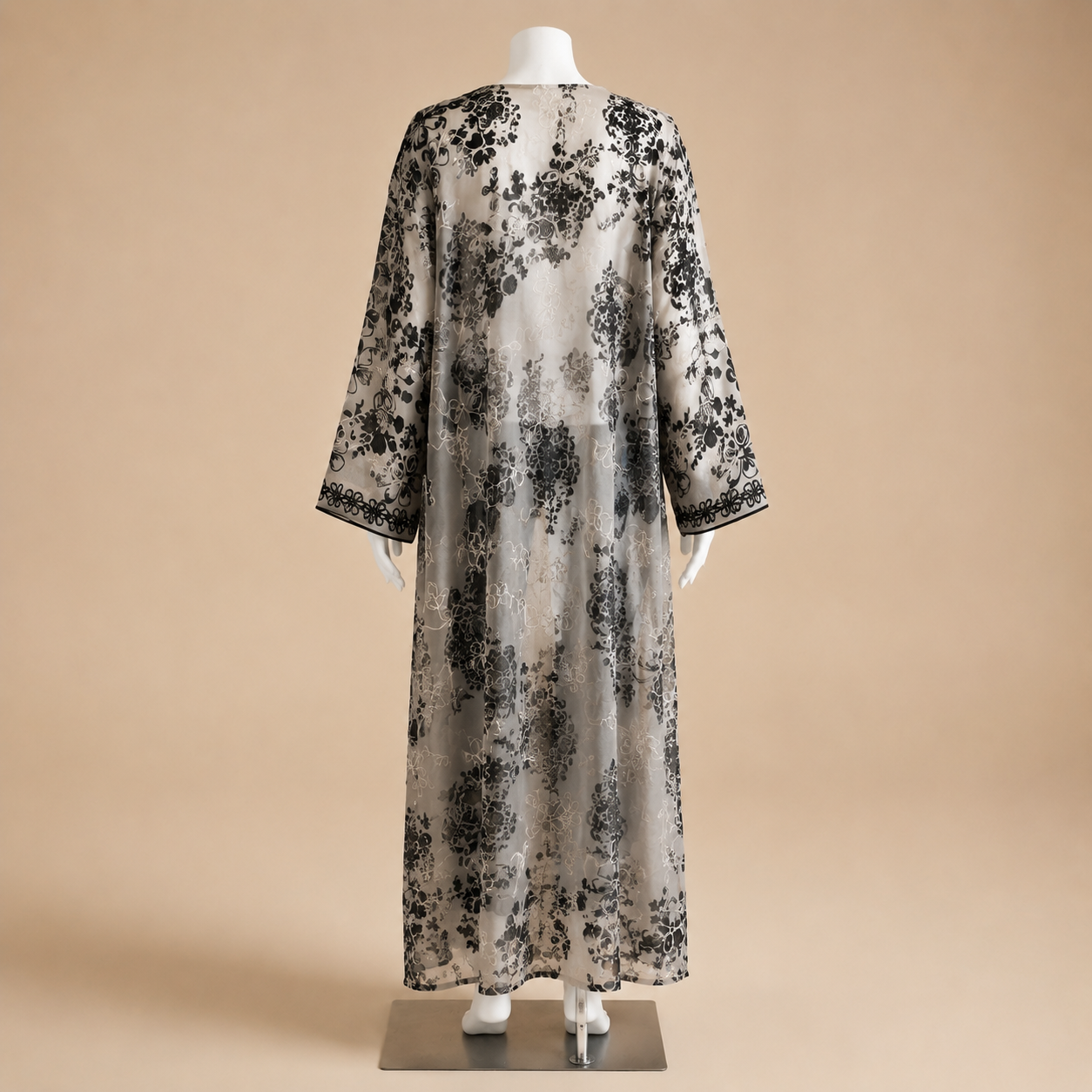 Floral Embroidered Chiffon Open Abaya (outer layer only) (Copy)