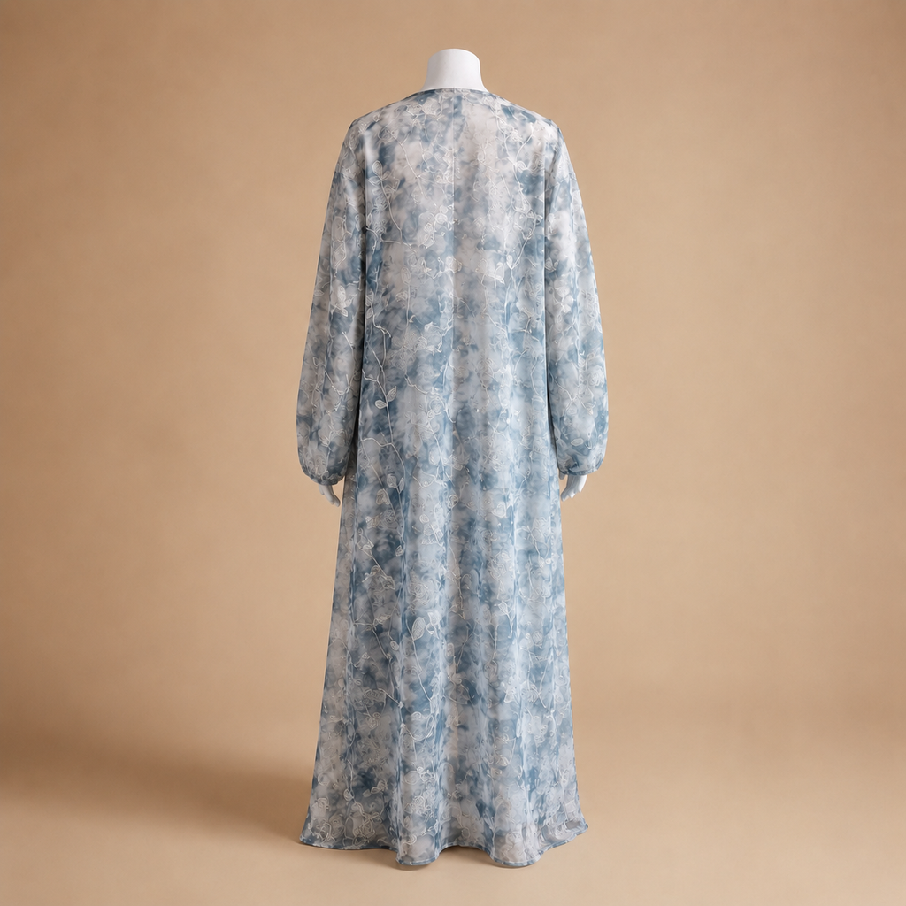 Floral Embroidered Chiffon Open Abaya (outer layer only)