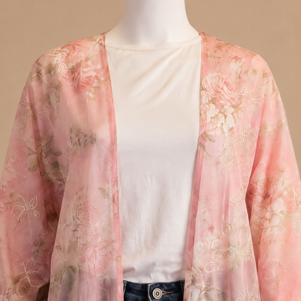 Floral Embroidered Chiffon Open Abaya (outer layer only)