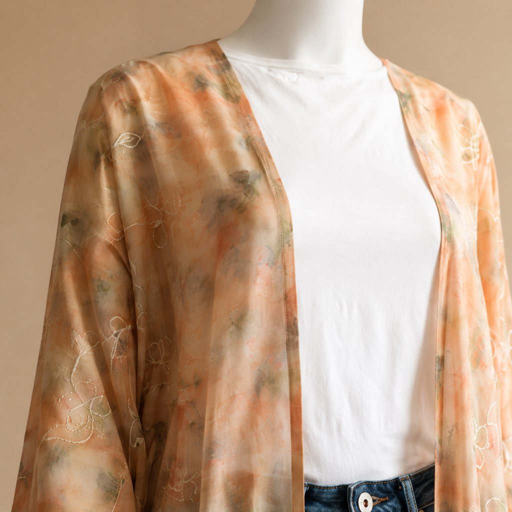 Floral Embroidered Chiffon Open Abaya (outer layer only)