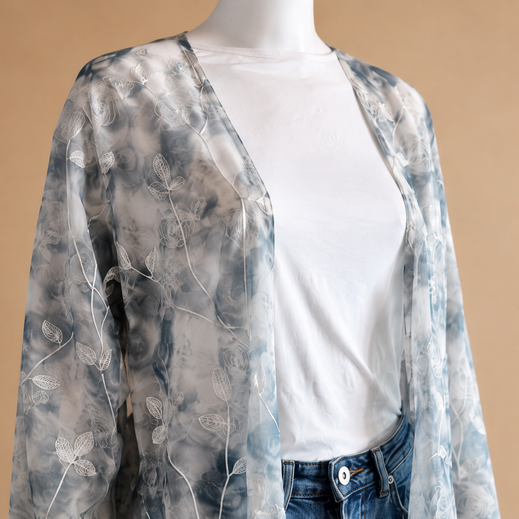 Floral Embroidered Chiffon Open Abaya (outer layer only)