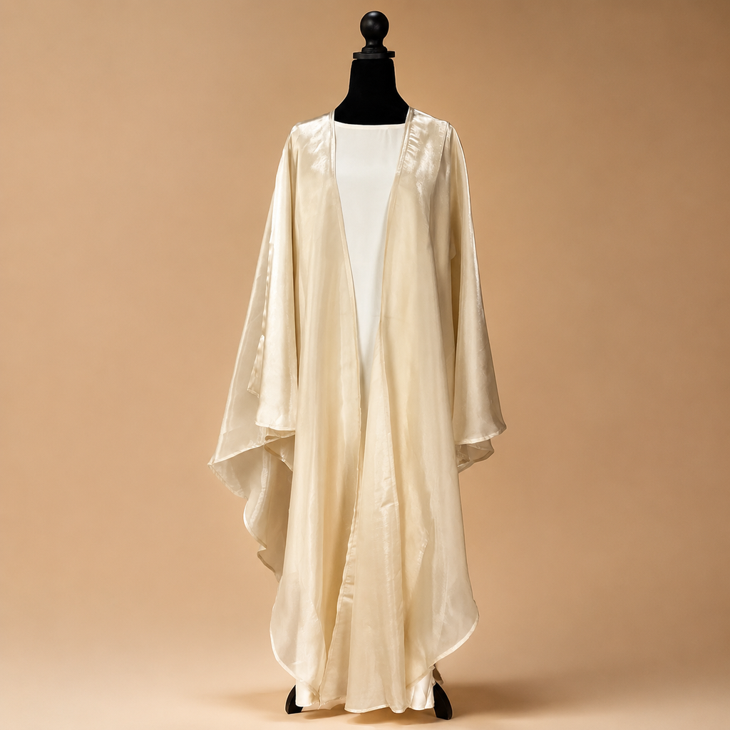 Luminous Beige Organza Butterfly Abaya