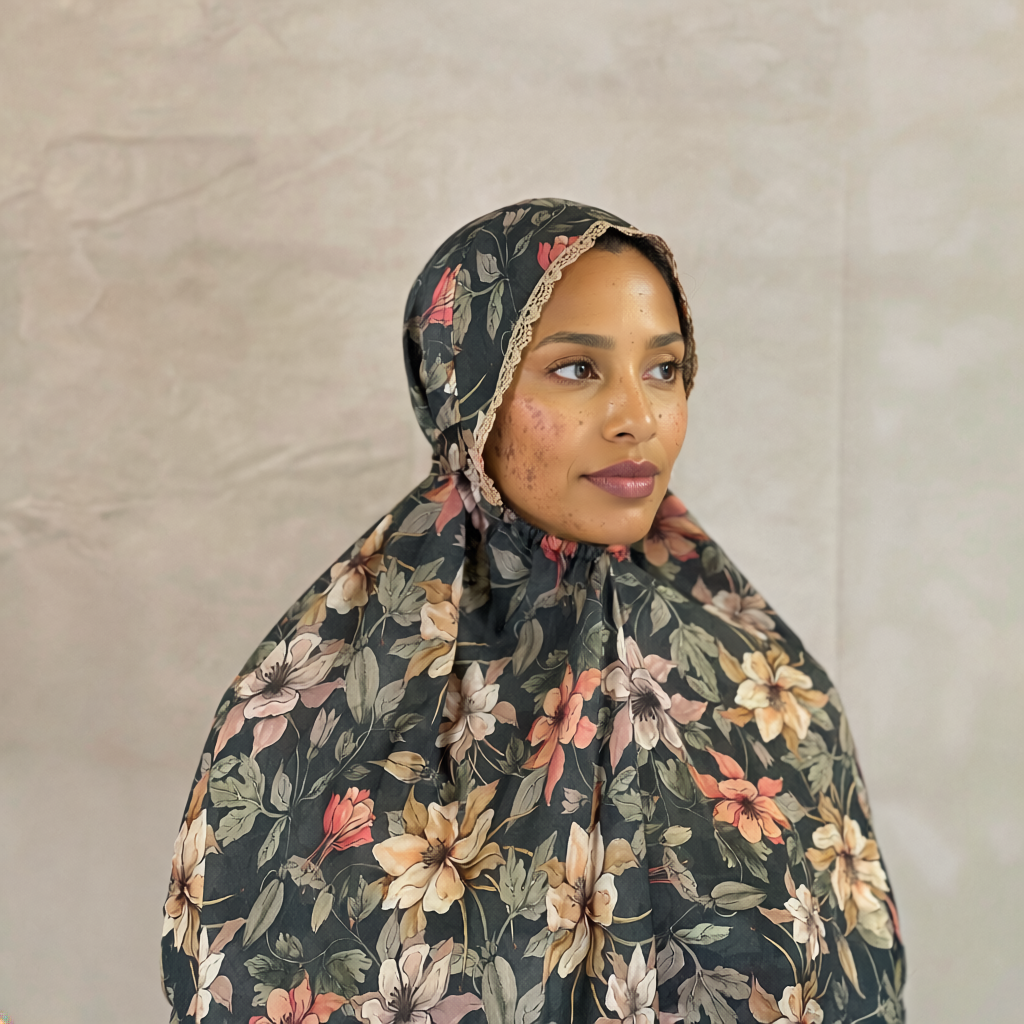 Floral Cotton Khimar – No-Sleeve Prayer Cover