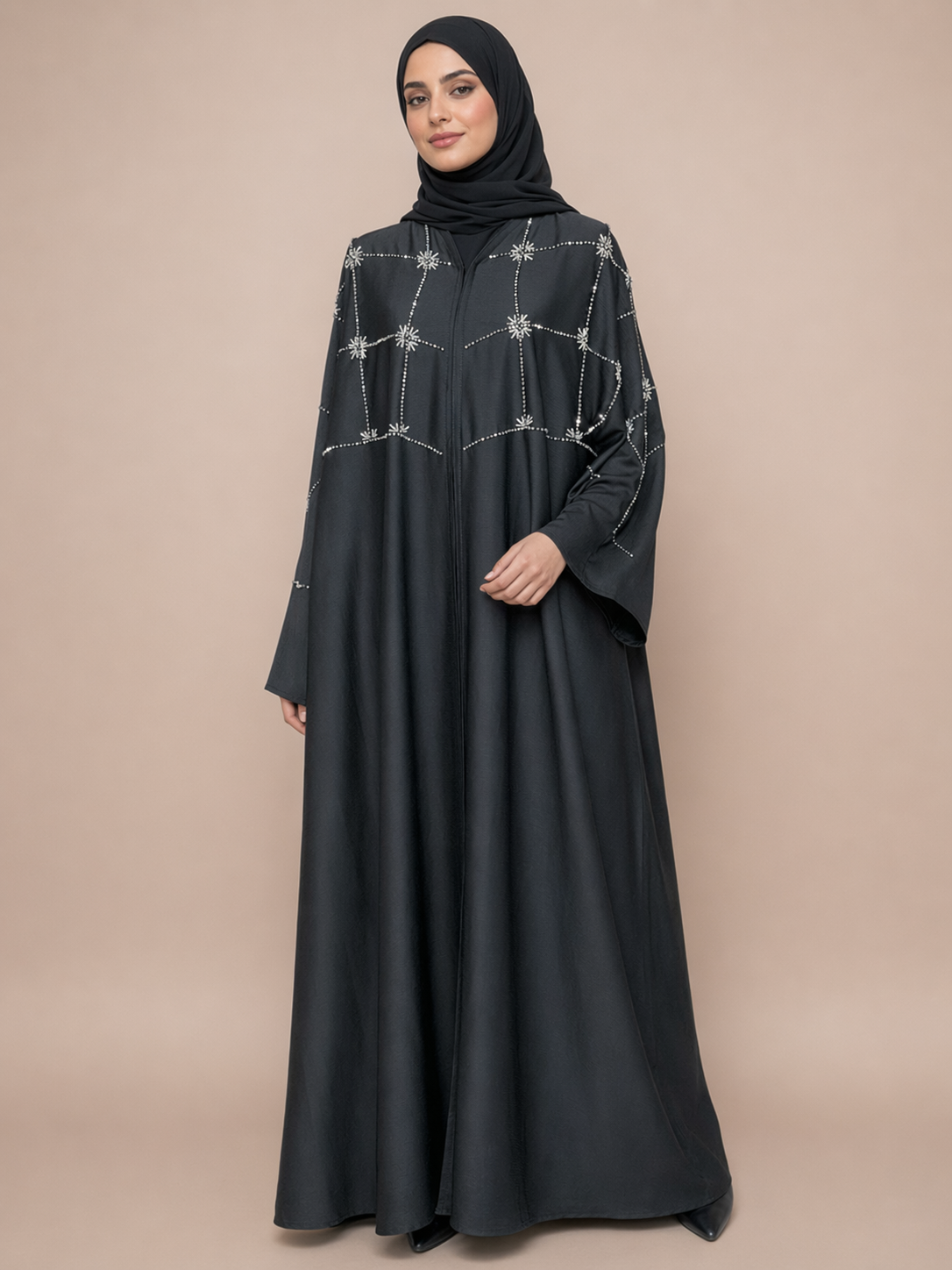 Black Butterfly Abaya with Embroidery