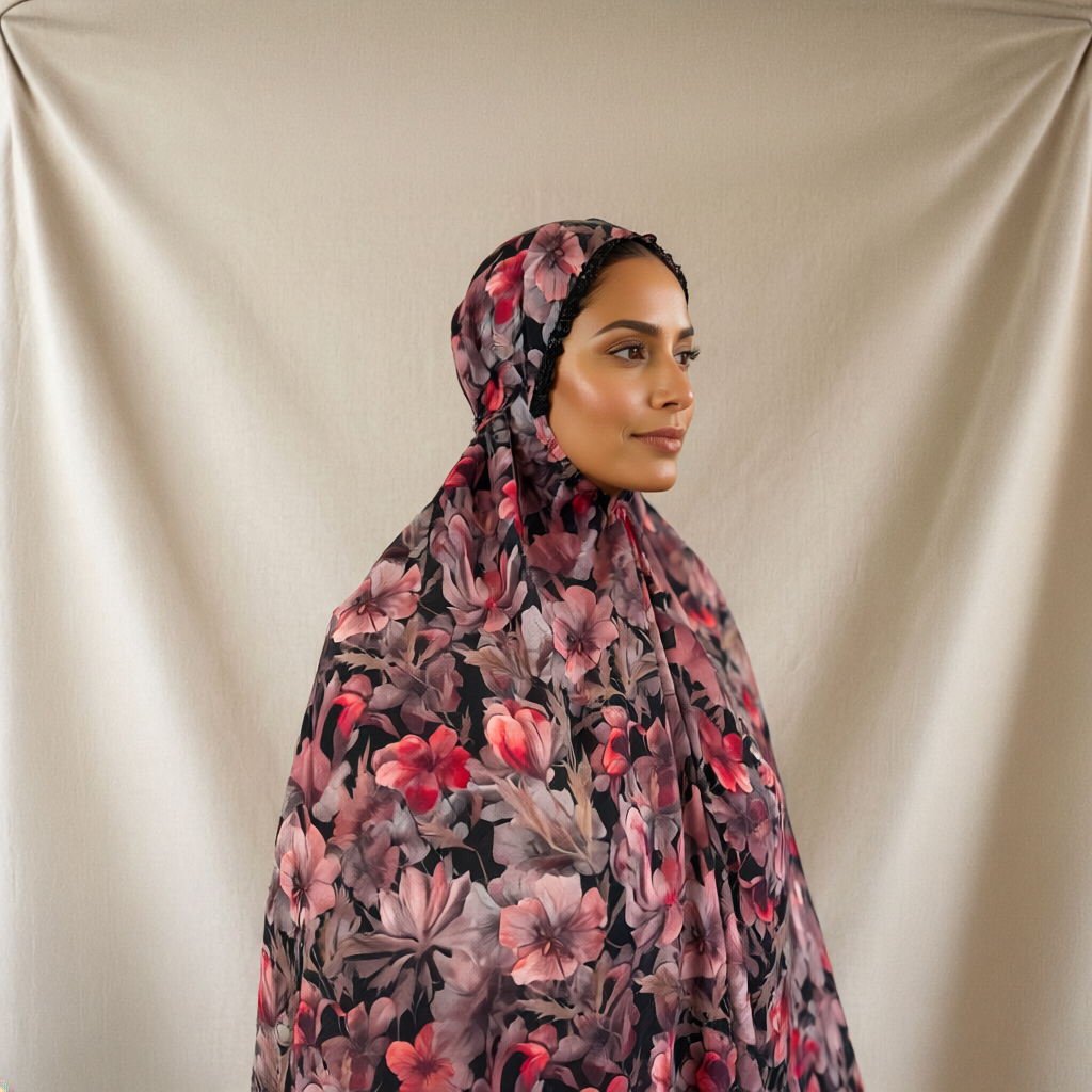 Floral Cotton Khimar – No-Sleeve Prayer Cover