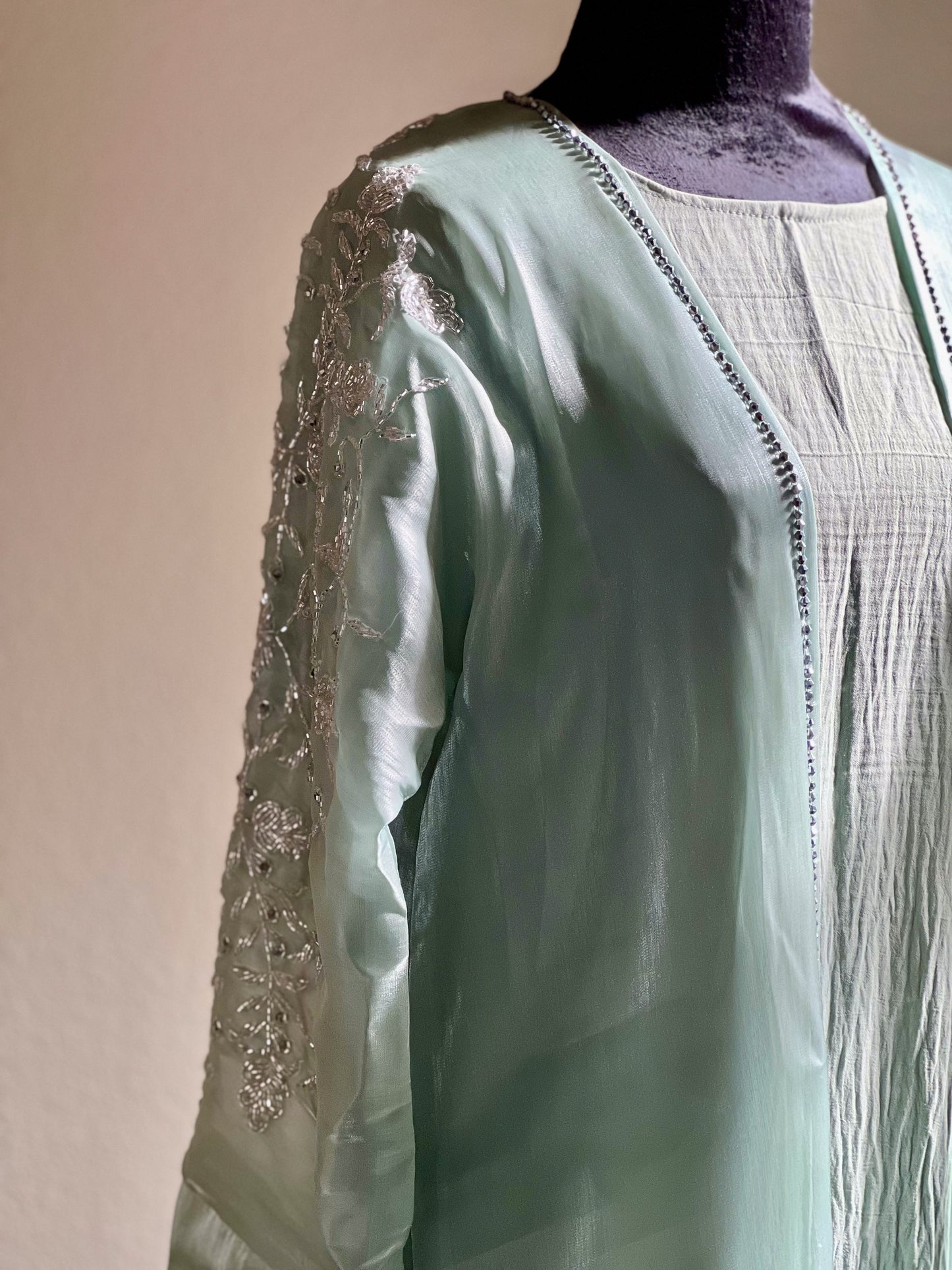 Luxurious Open Front Abaya with Heavy Stone Work – A Symphony of Elegance