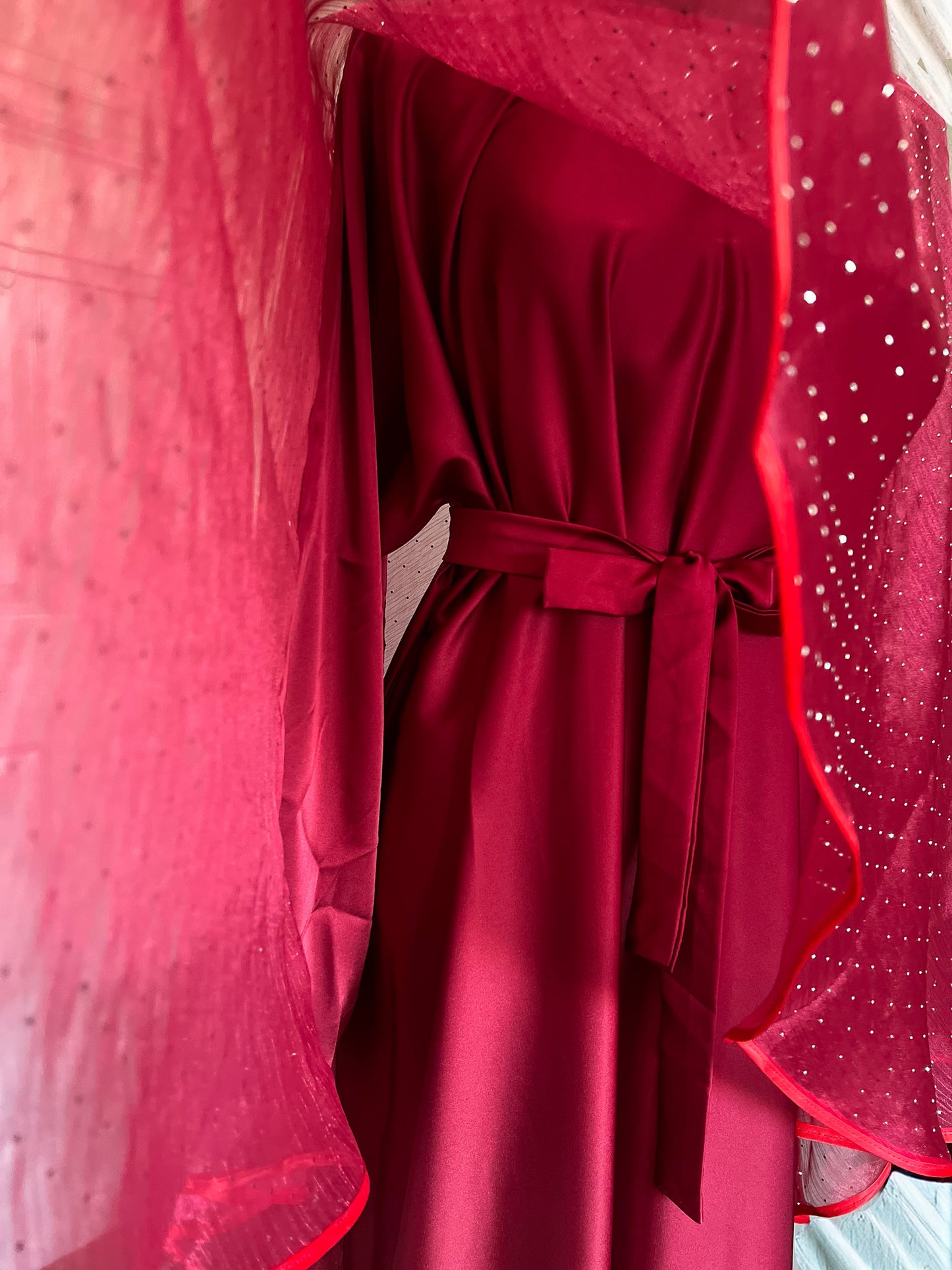 Luxury Cape Abaya- Red