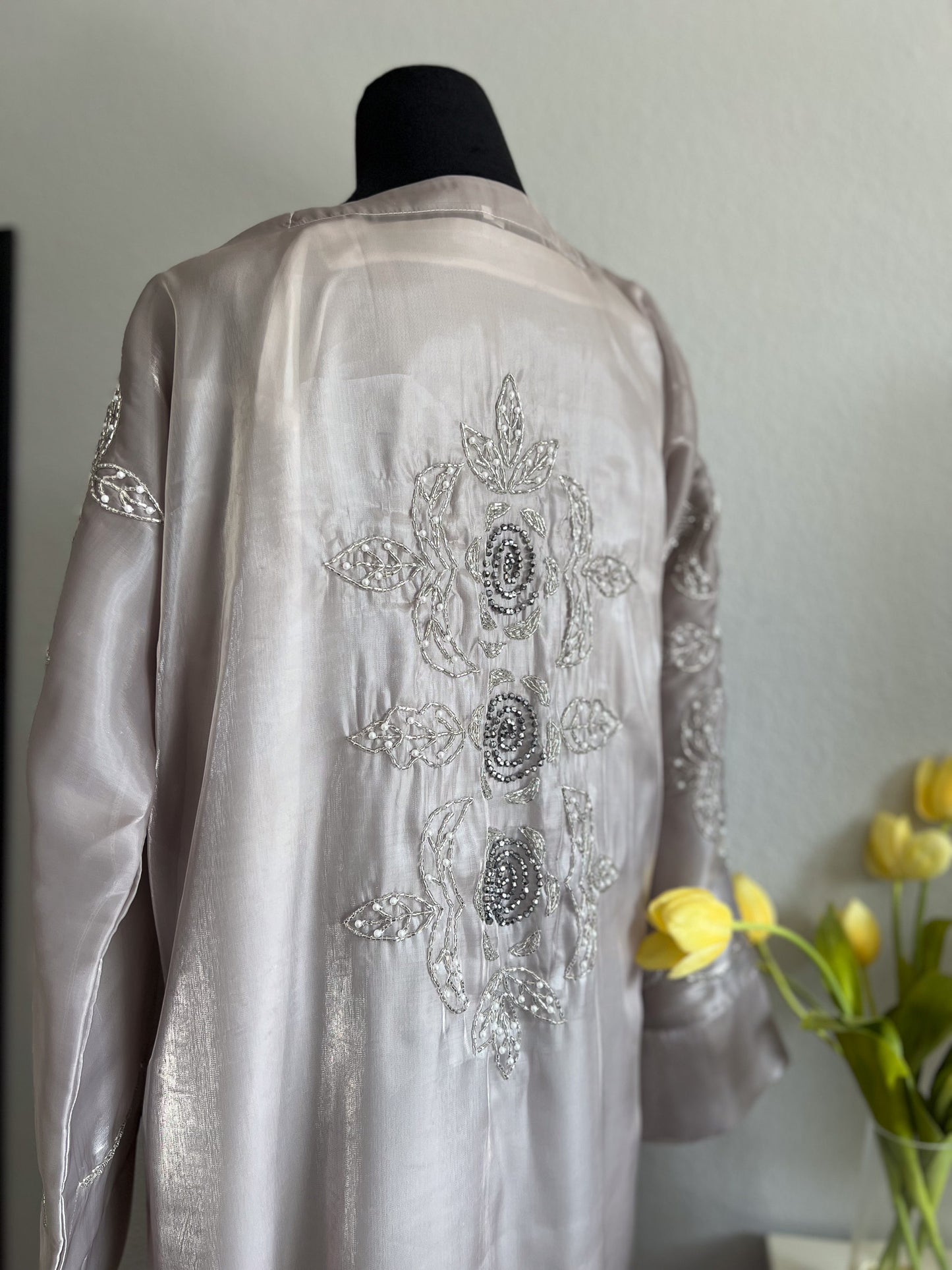Luxurious Open Front Abaya with Heavy Stone Work – A Symphony of Elegance