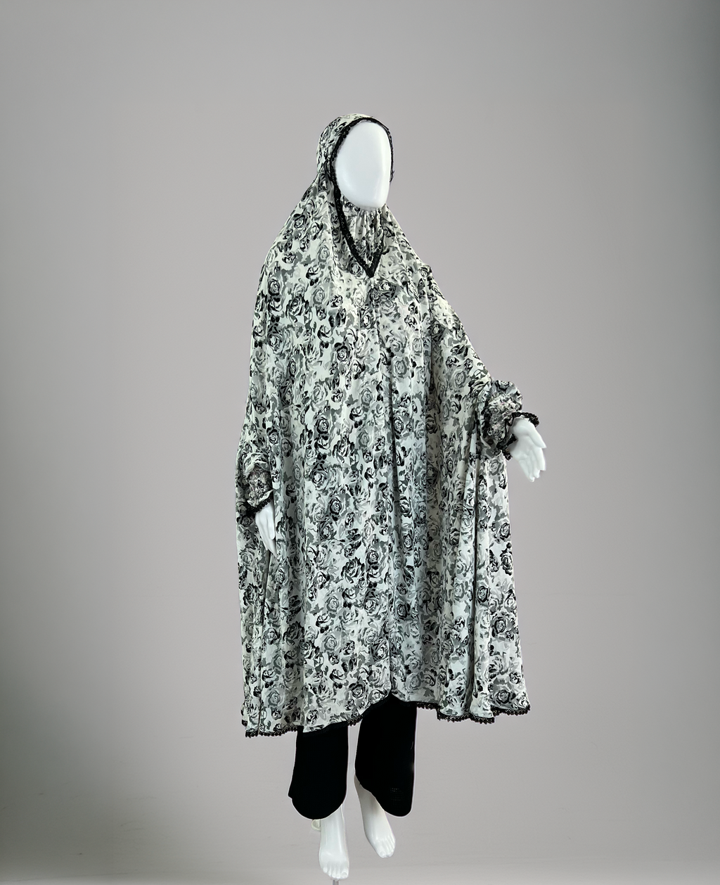Floral Cotton-Silk Prayer Khimar