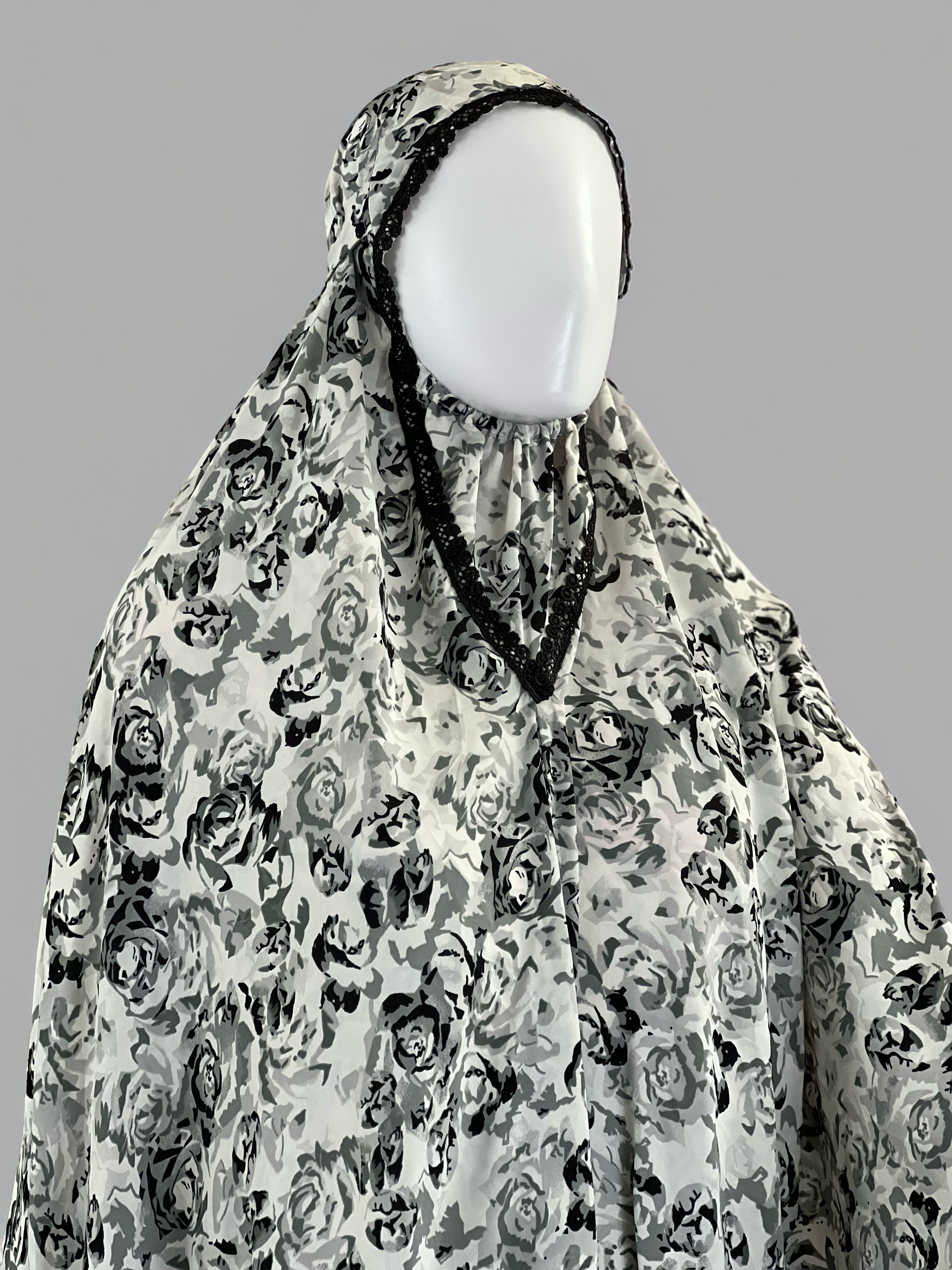 Floral Cotton-Silk Prayer Khimar