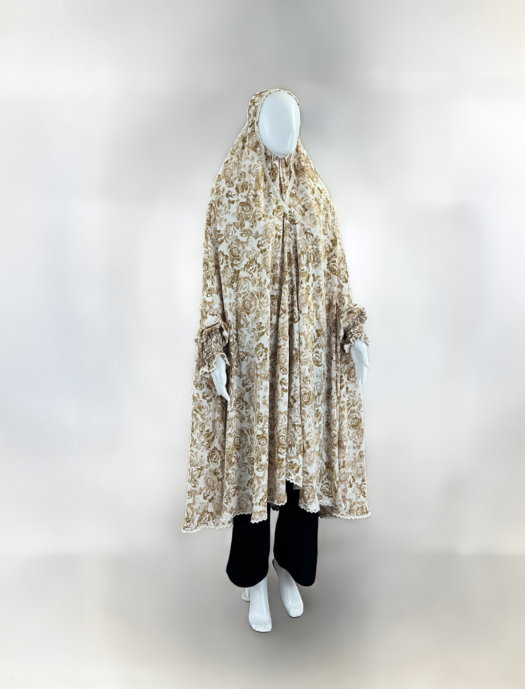 Floral Cotton-Silk Prayer Khimar