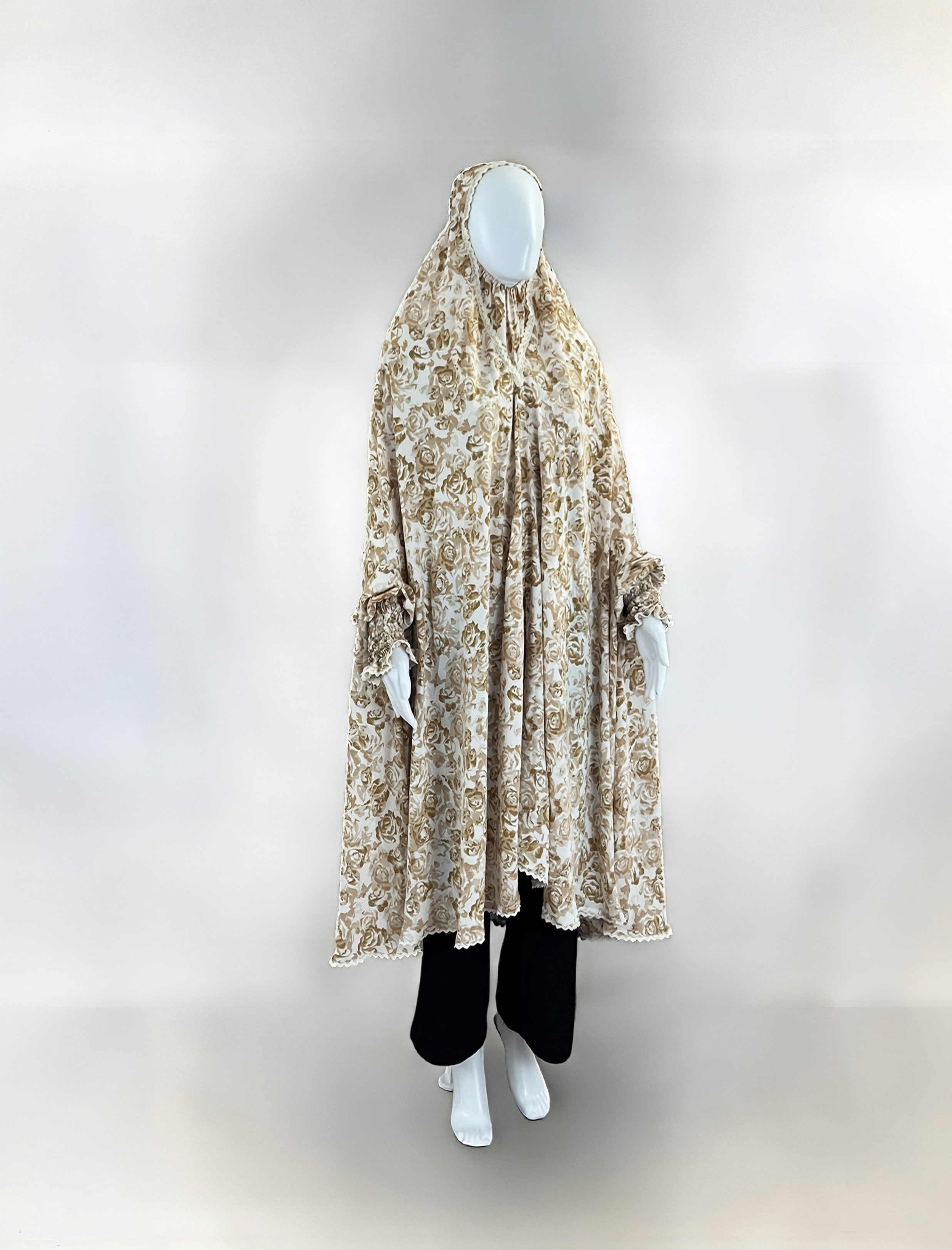 Floral Cotton-Silk Prayer Khimar