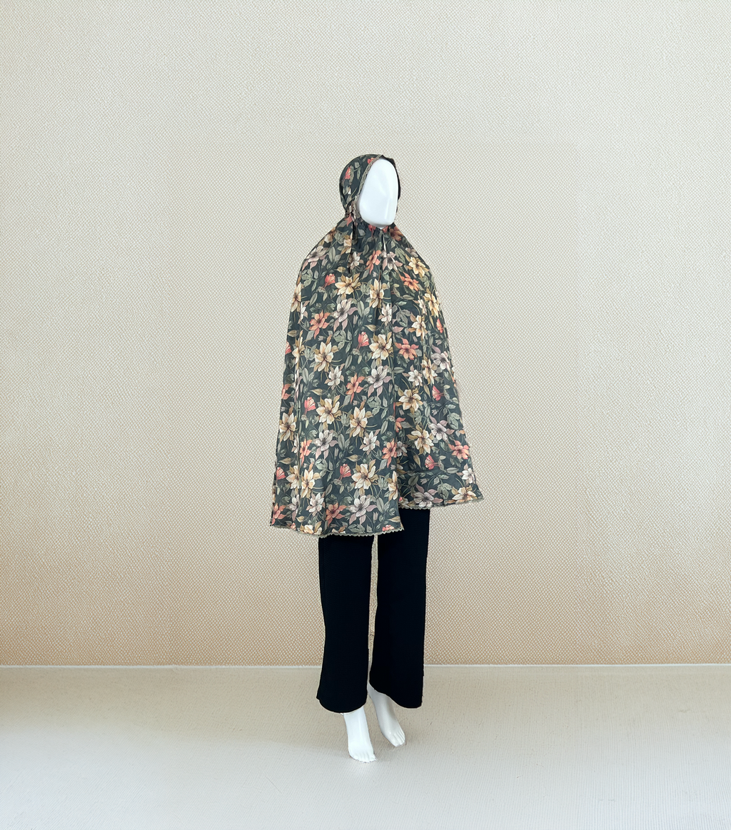 Floral Cotton Khimar – No-Sleeve Prayer Cover