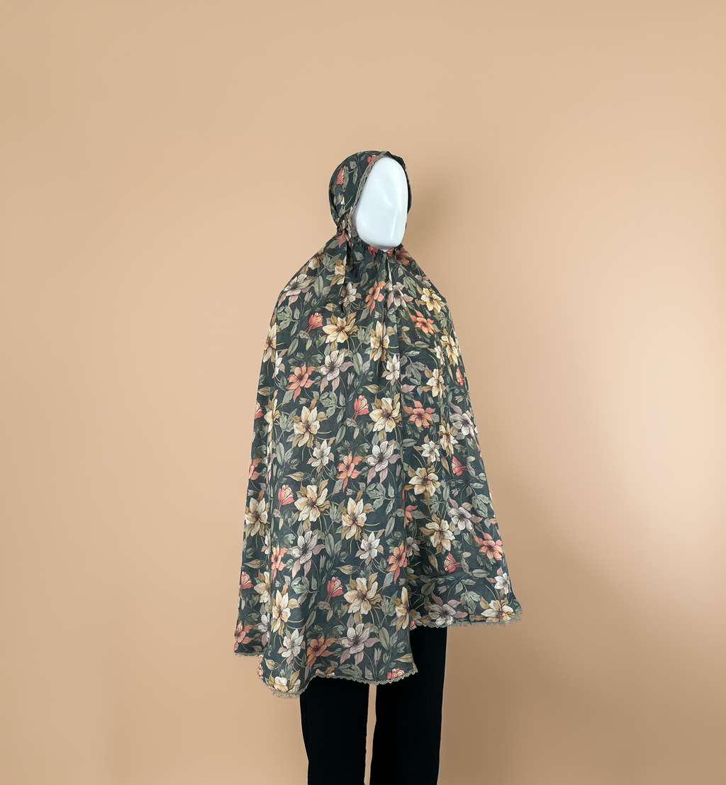 Floral Cotton Khimar – No-Sleeve Prayer Cover