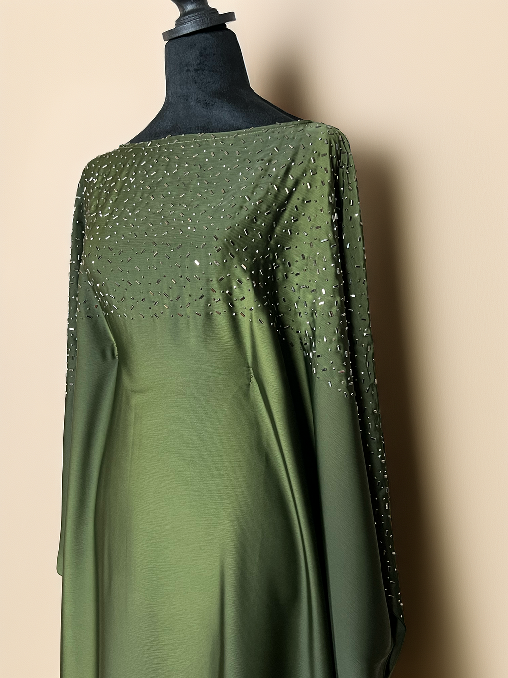 Olive Green Embellished Kaftan Abaya