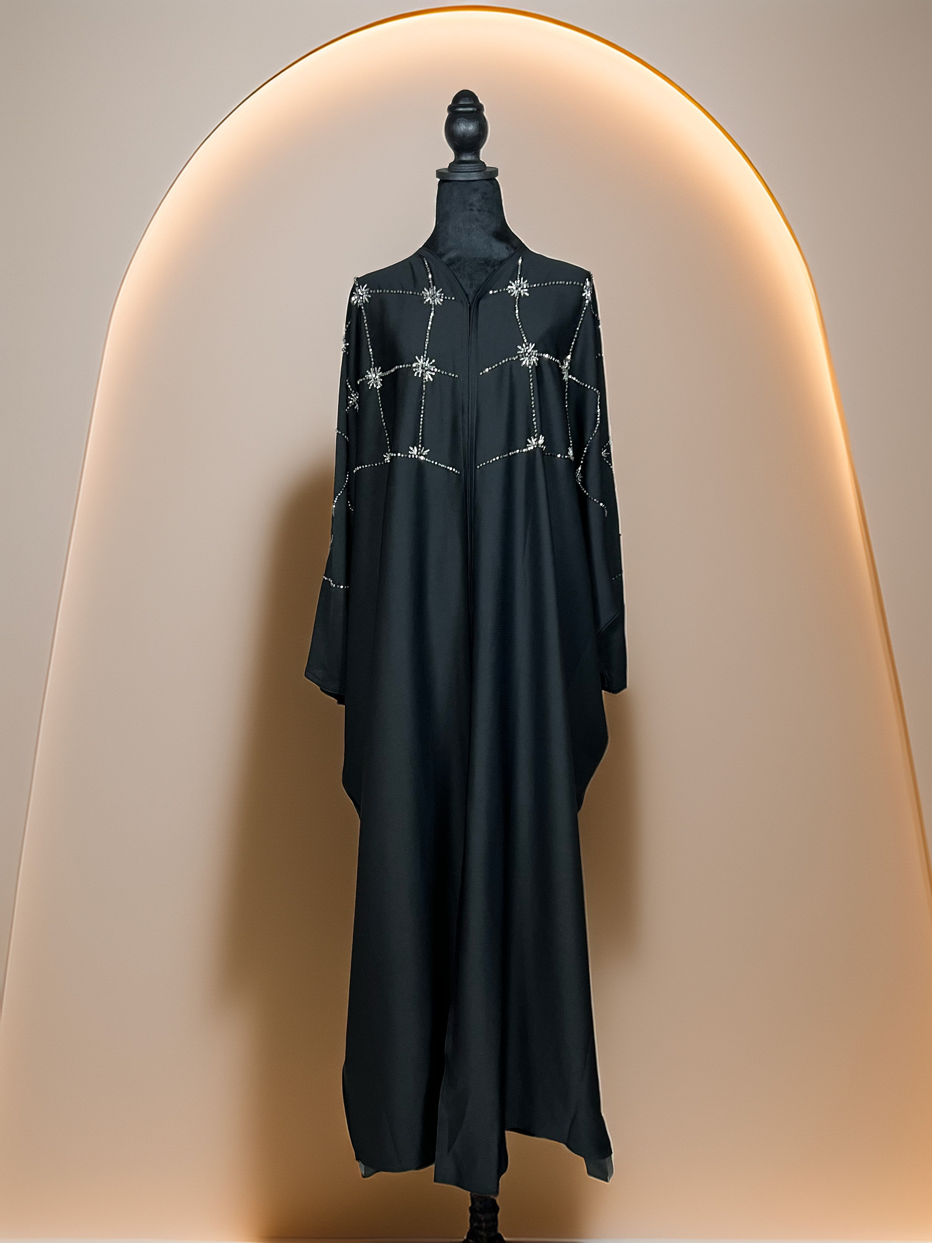 Black Butterfly Abaya with Embroidery