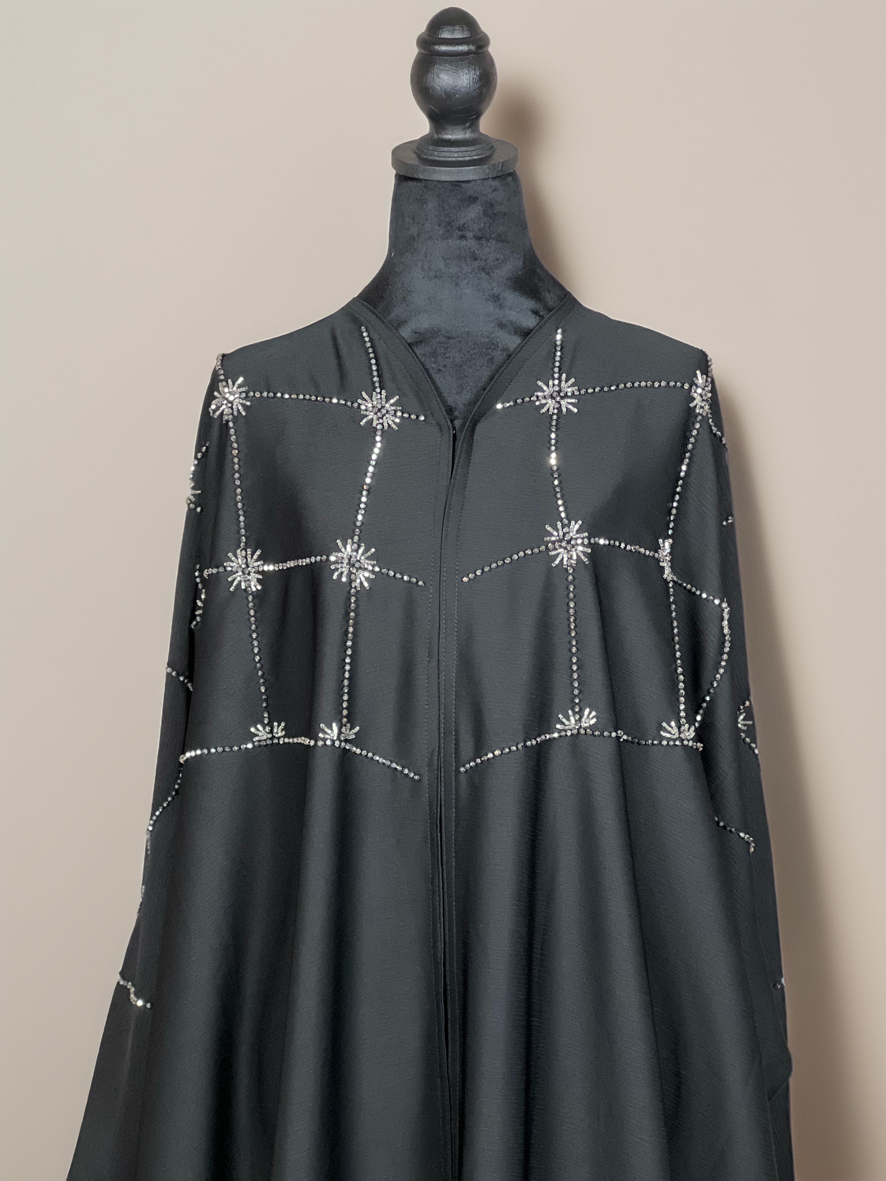 Black Butterfly Abaya with Embroidery