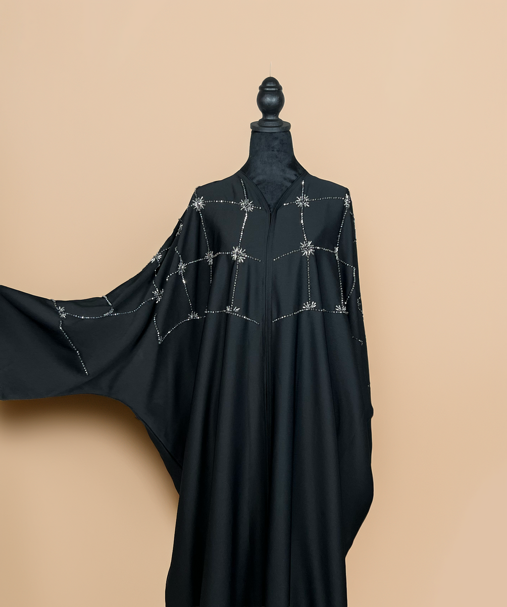 Black Butterfly Abaya with Embroidery
