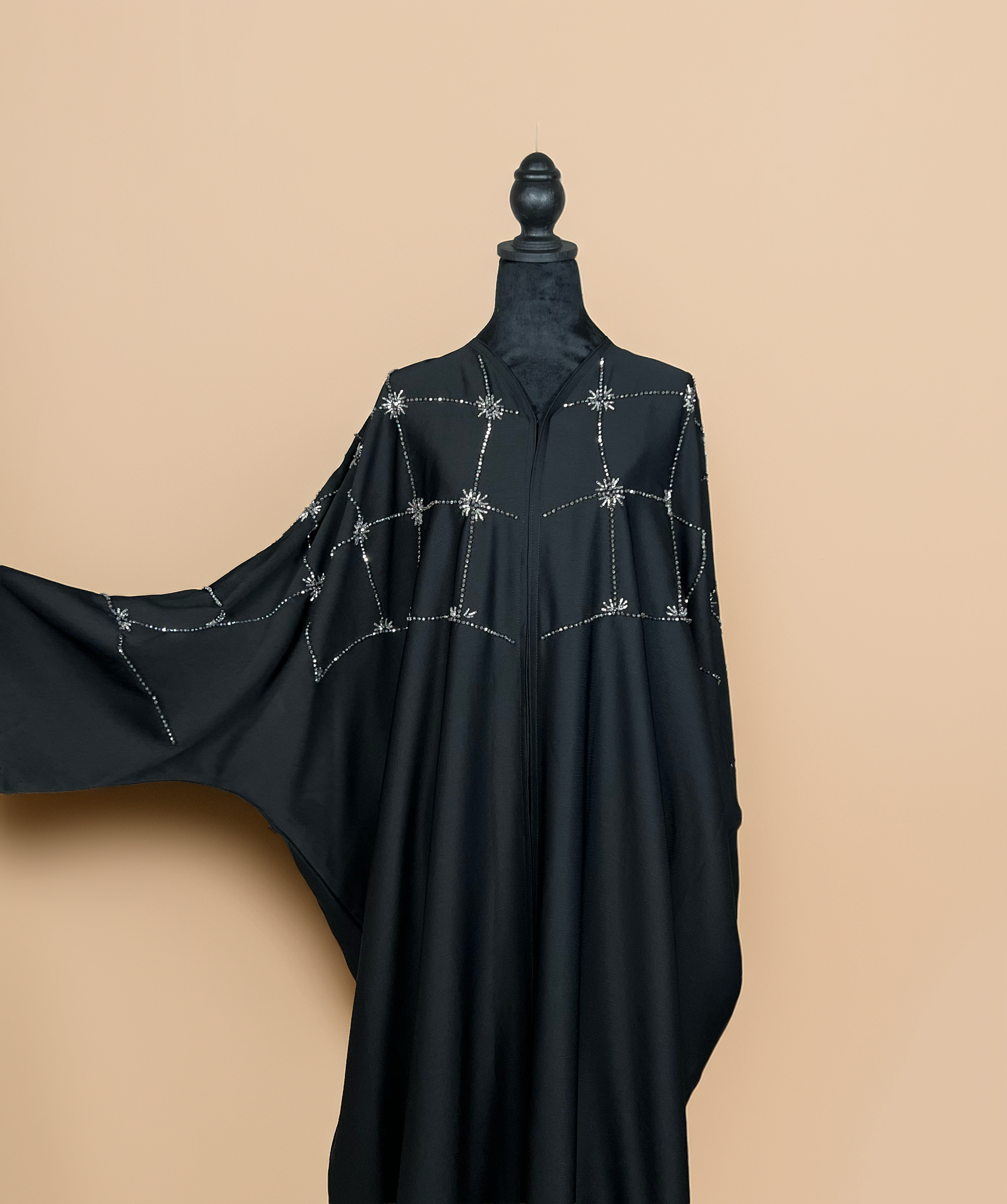 Black Butterfly Abaya with Embroidery