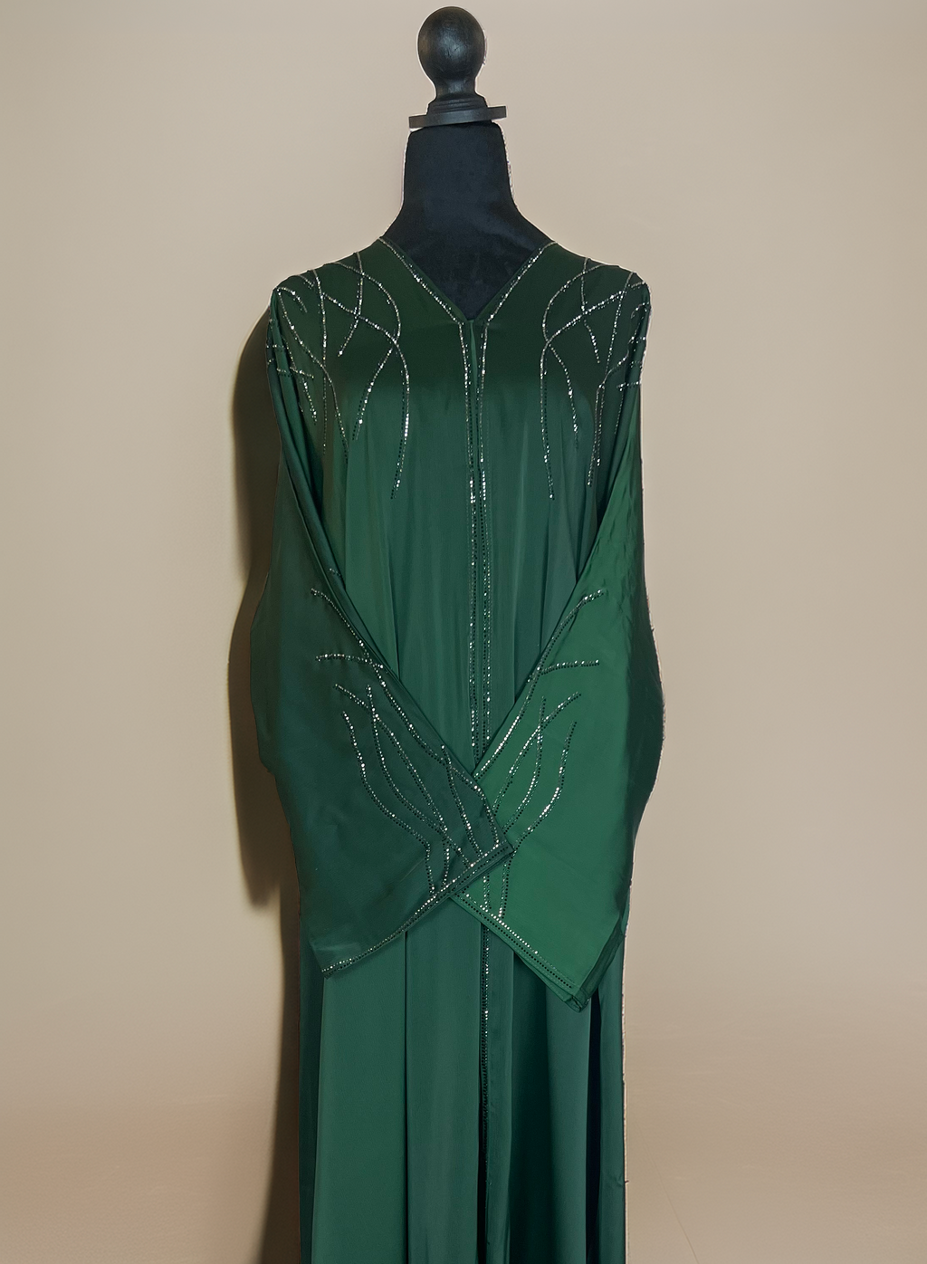 Emerald Embellished Kimono Abaya