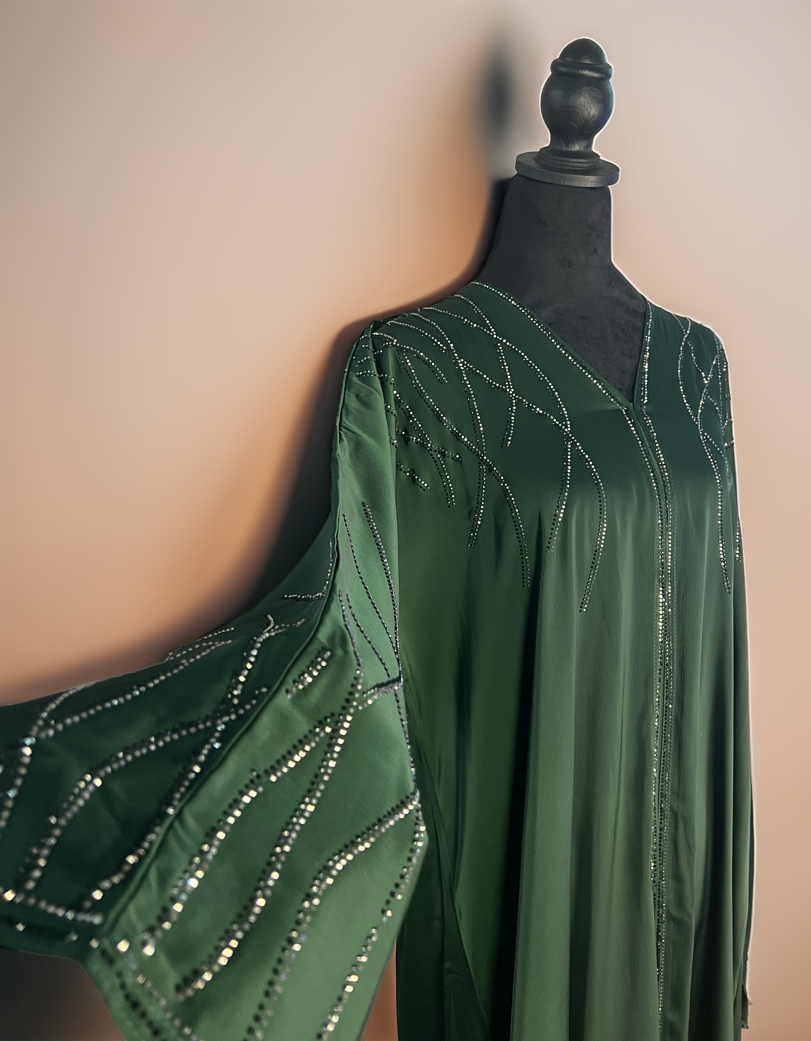 Emerald Embellished Kimono Abaya