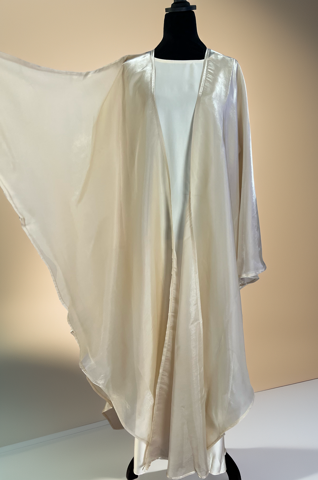 Luminous Beige Organza Butterfly Abaya