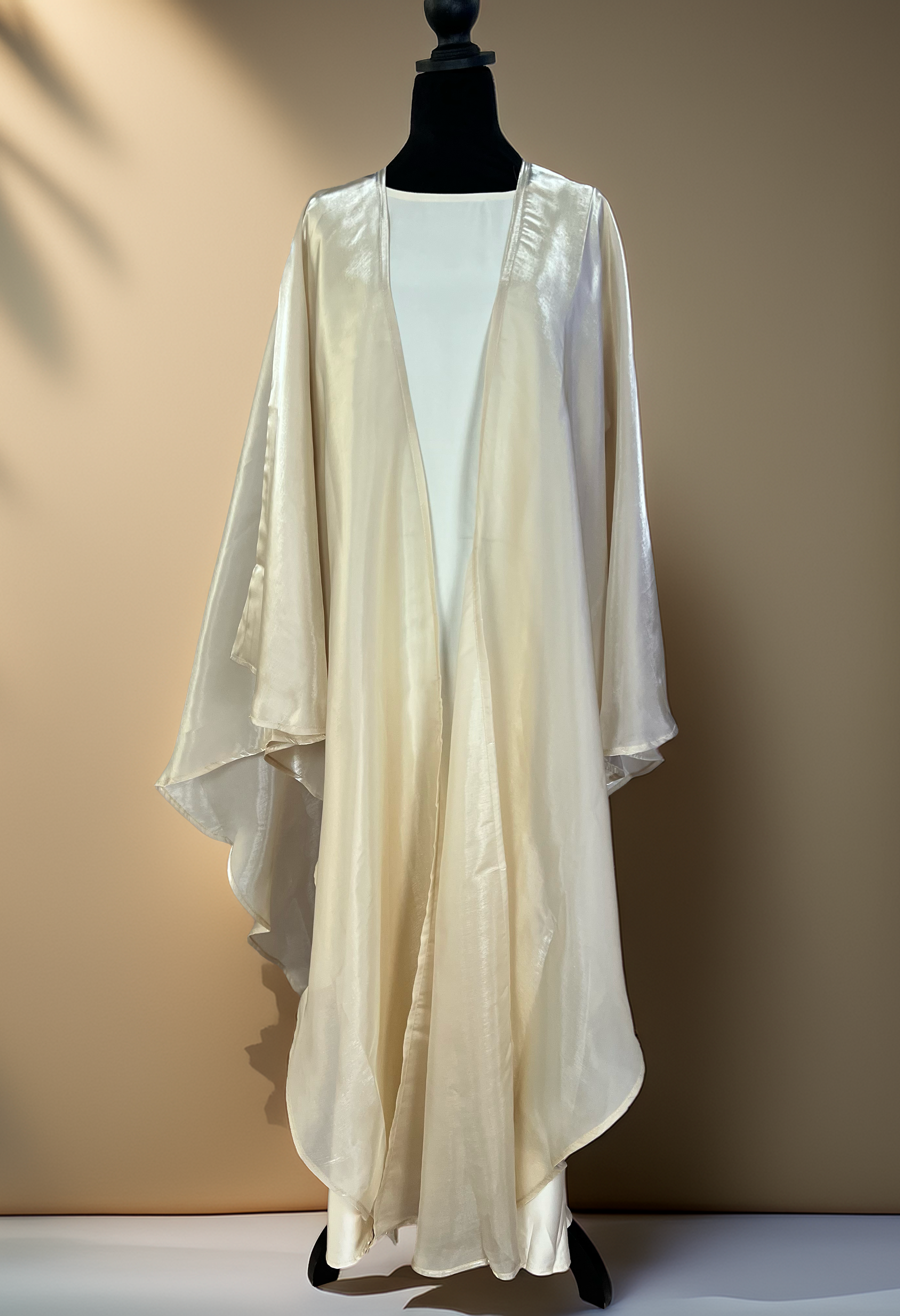 Luminous Beige Organza Butterfly Abaya