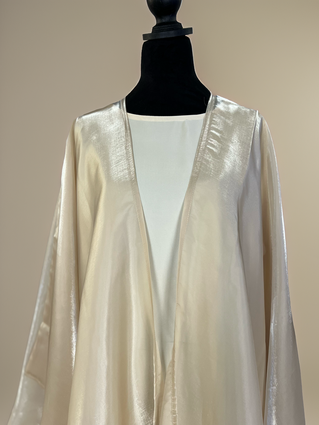 Luminous Beige Organza Butterfly Abaya