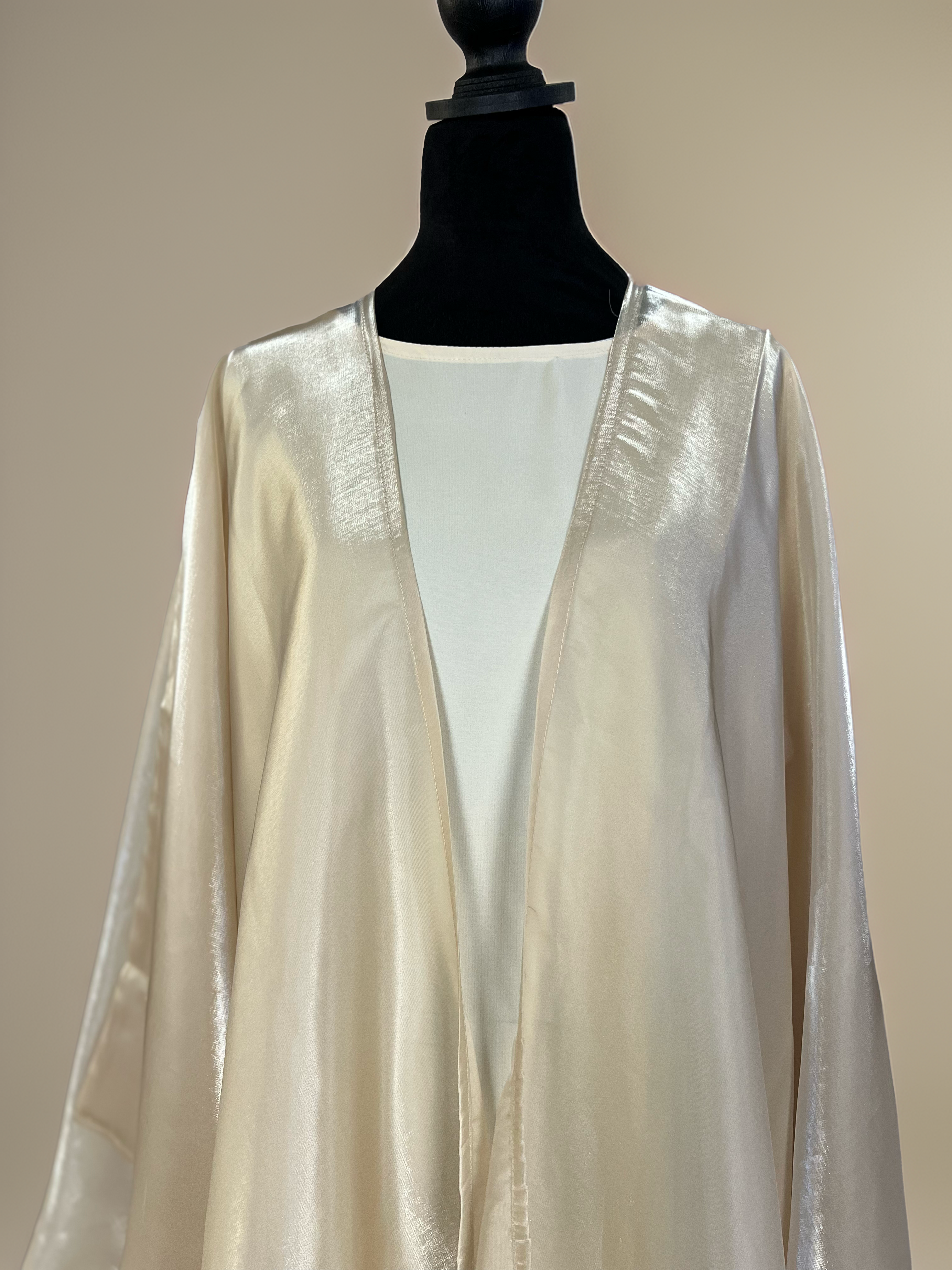 Luminous Beige Organza Butterfly Abaya