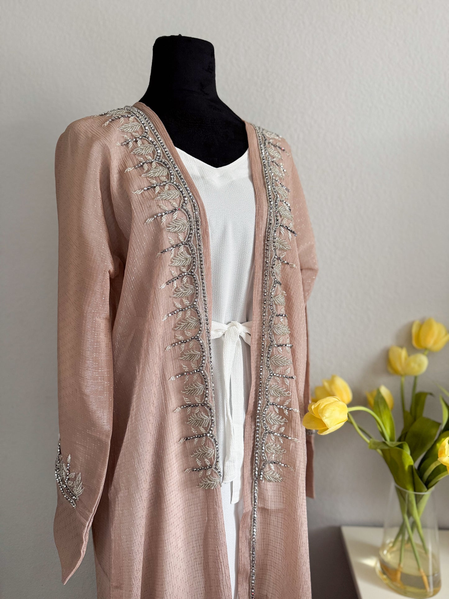 Open Front Abaya with Stone Work – Grace in Every Step