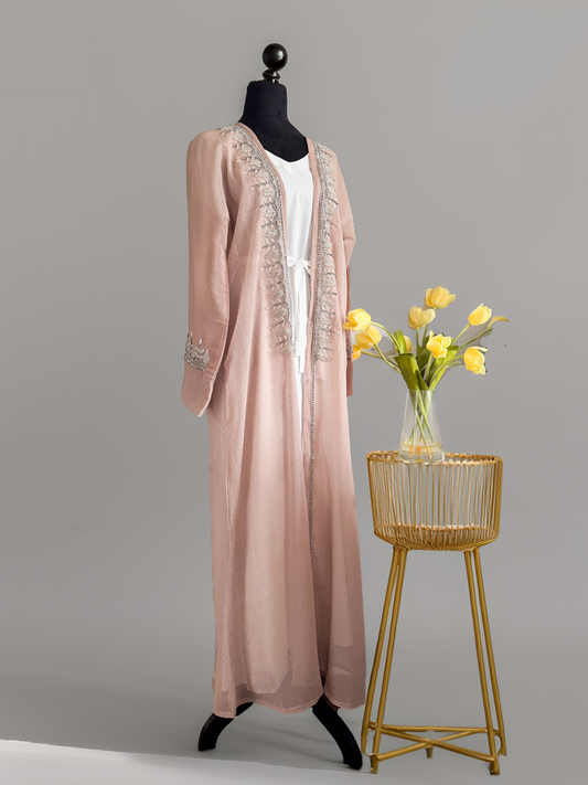 Open Front Abaya with Stone Work – Grace in Every Step
