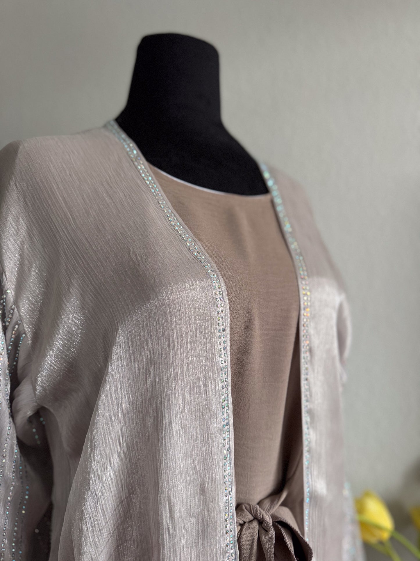 Open Front Abaya with Stone Embellished Arms: The Radiant Majesty