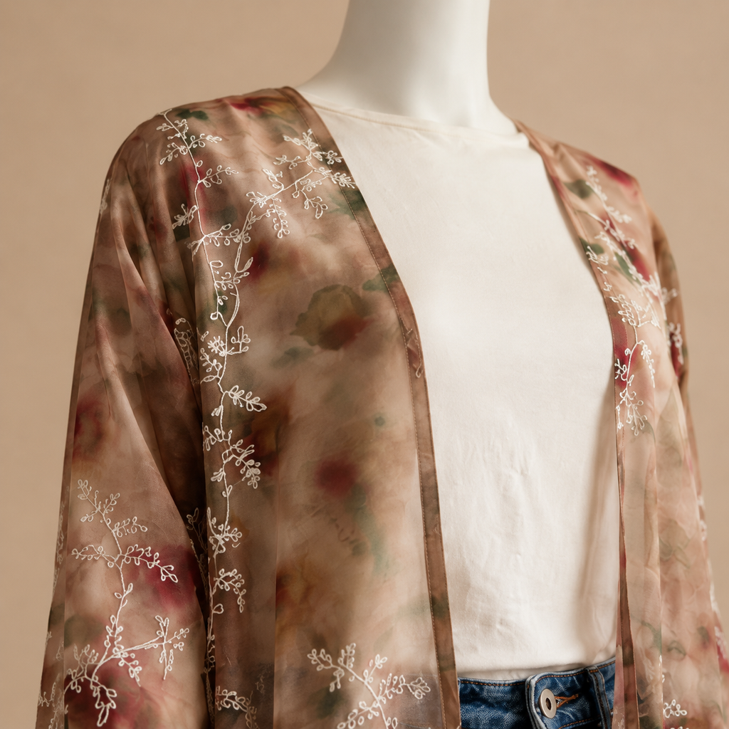Floral Embroidered Chiffon Open Abaya (outer layer only)