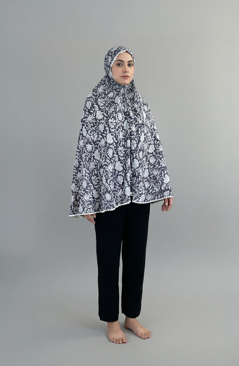 Floral Cotton Khimar – No-Sleeve Prayer Cover