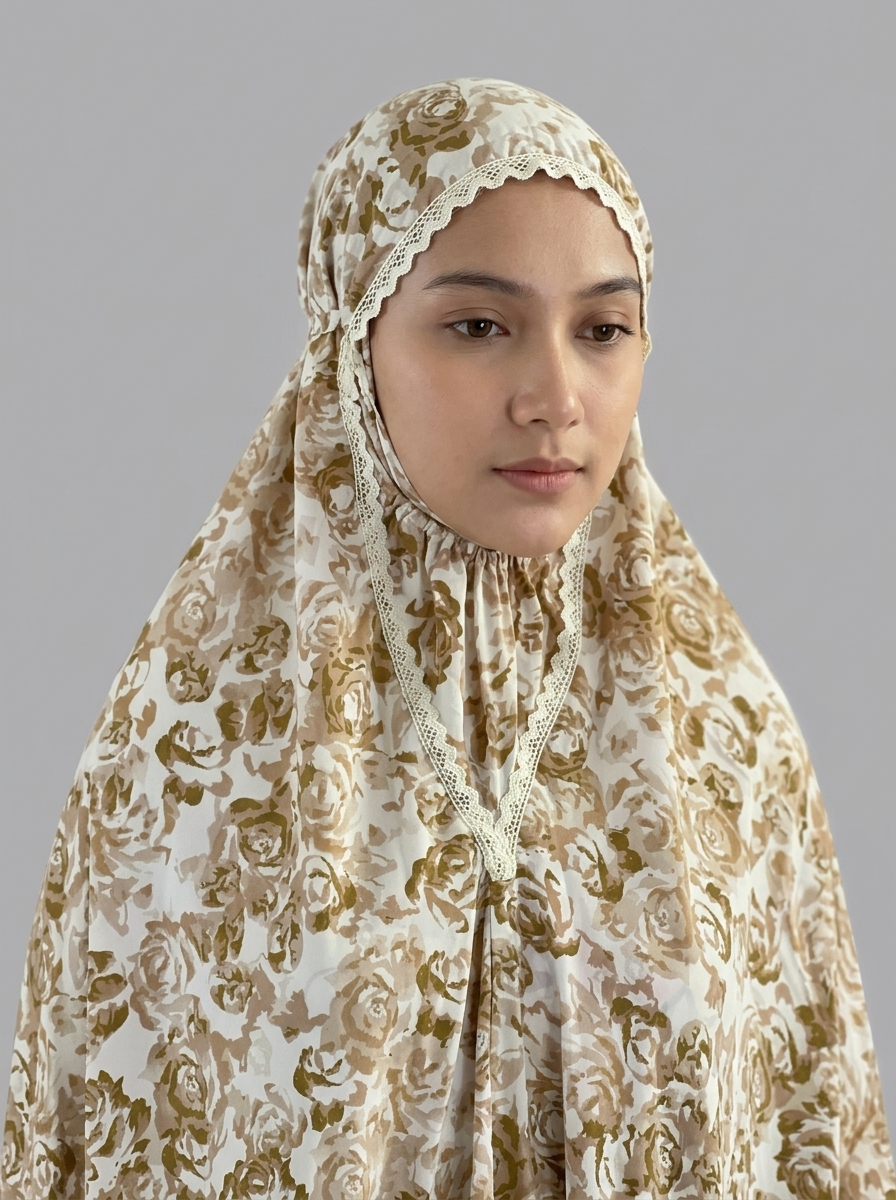 Floral Cotton-Silk Prayer Khimar