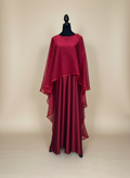 Crimson Shimmer Cape Abaya Set