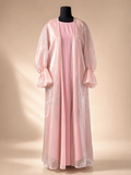 Blush Crystal Embellished Bishop Sleeve Abaya