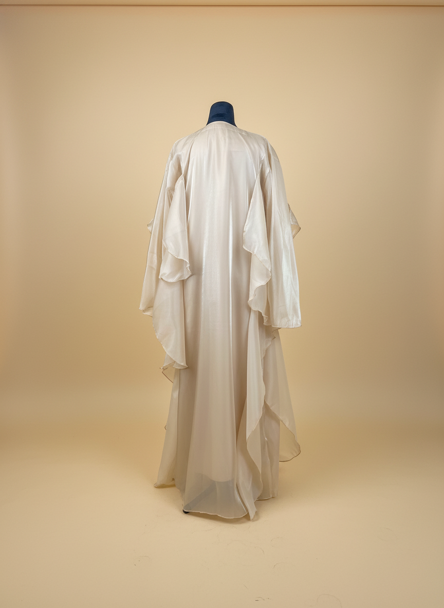 Pearl Shimmer Ruffled Organza Abaya